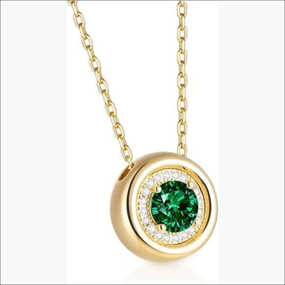 925 Sterling Silver Gold Plated Birthstone Necklace Adjustable Chain